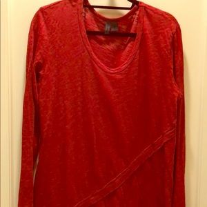 Left of Center burnt orange, asymmetrical top